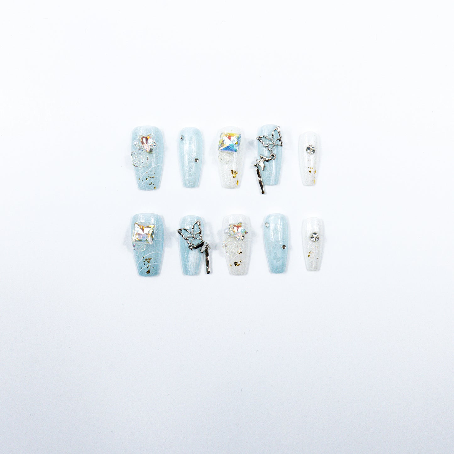 3H Luxury Handmade Press-on Nails - Crystal Butterfly