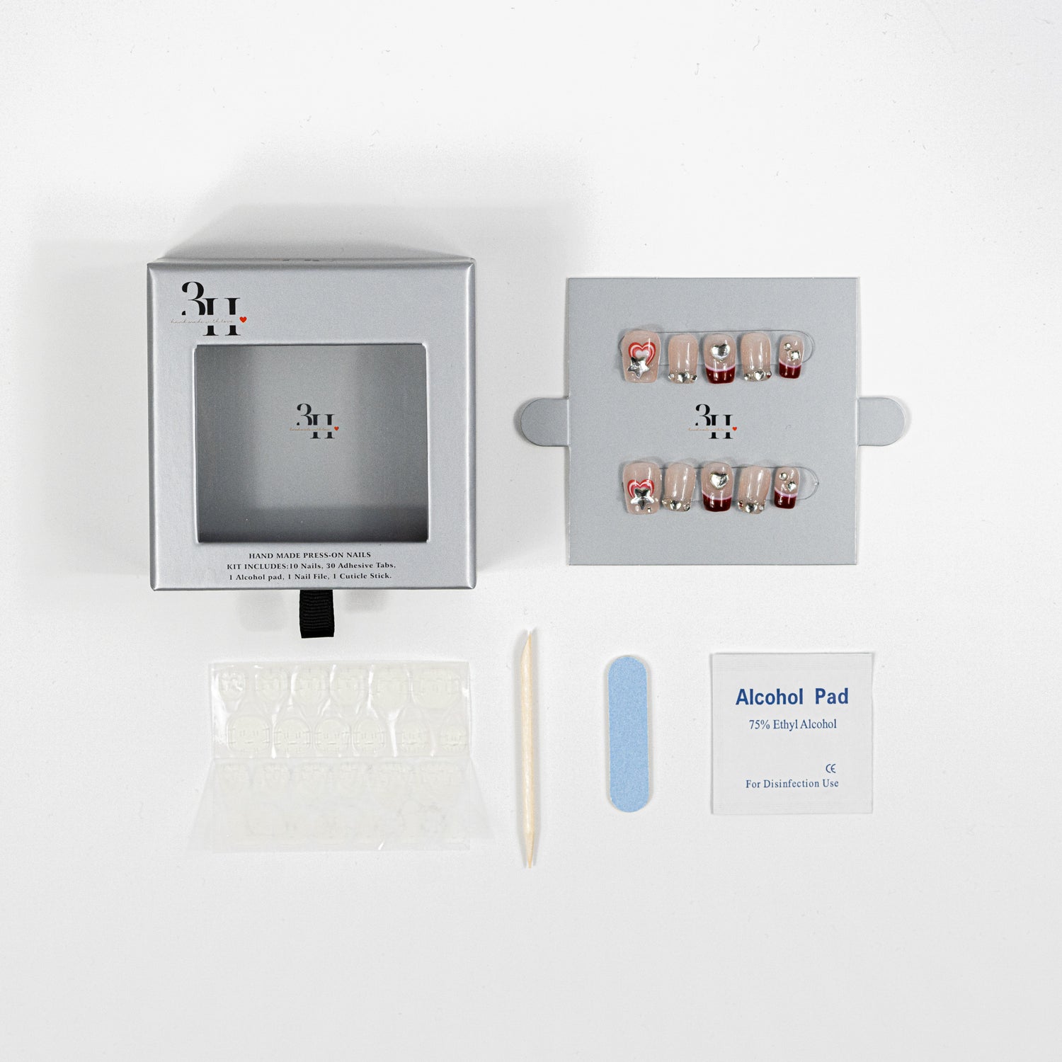 3H Luxury Handmade Press-on Nails - Ruby Bow Charm - 3H Nails