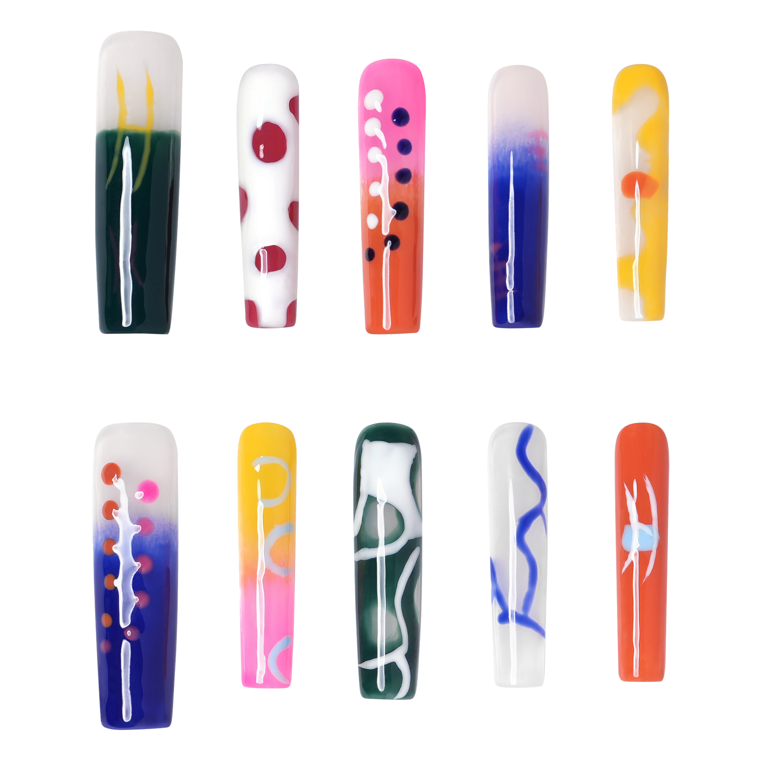 Whimsical Artistry - Extra Long Coffin Press-On Nails