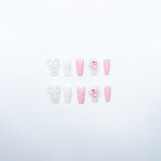 3H Luxury Handmade Press-on Nails - Sweetheart Swirls Nails