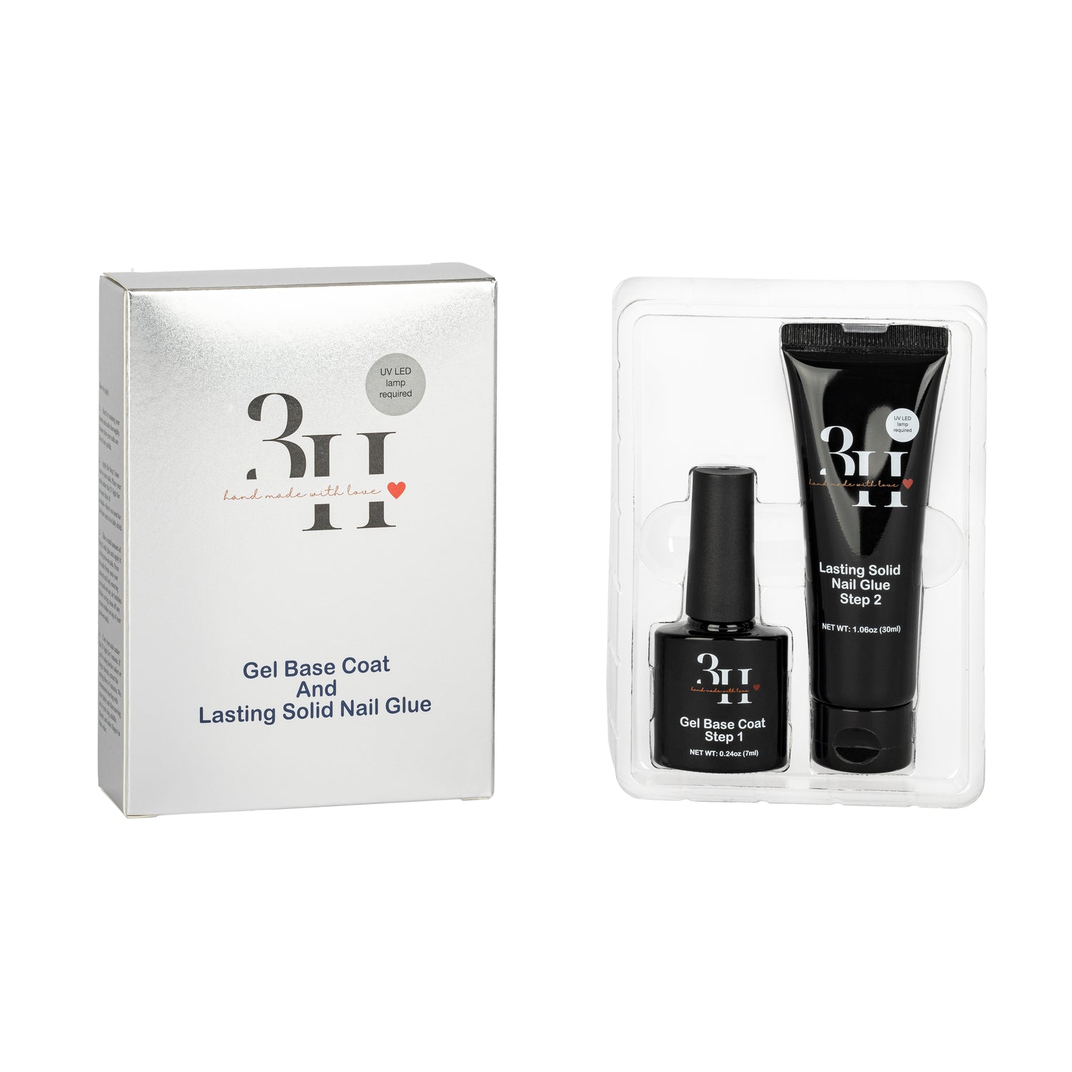 Long Lasting Solid Nail Glue-The Ultimate Hold for Press on Nails (1.06 oz, 30 g) - 3H Nails