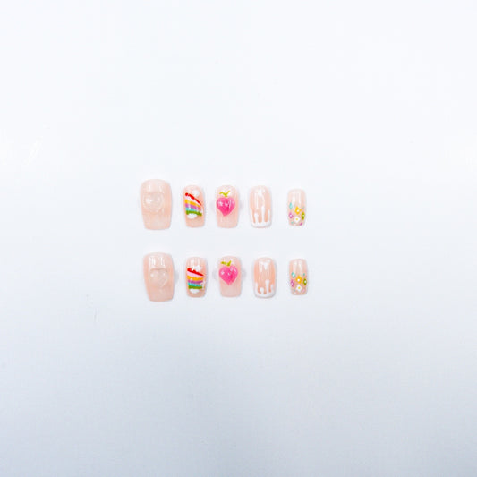 3H Luxury Handmade Press-on Nails - Candy Hearts