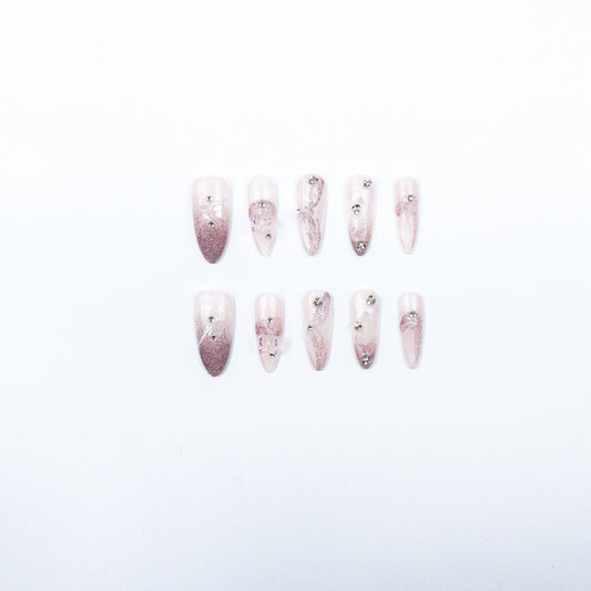 3H Luxury Handmade Press-on Nails - Glittered Whisper