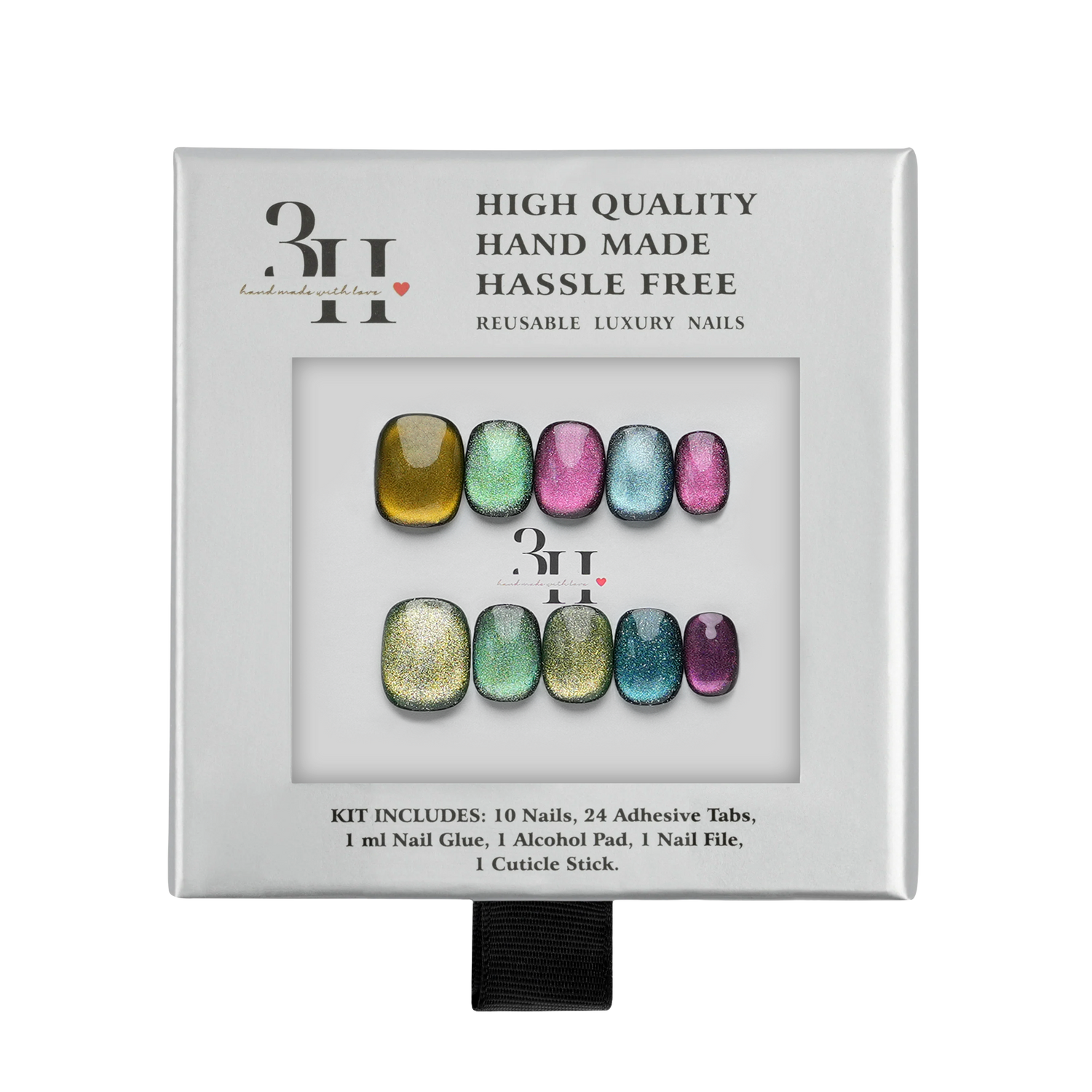 Metallic Rainbow - Short Round Press-On Nails