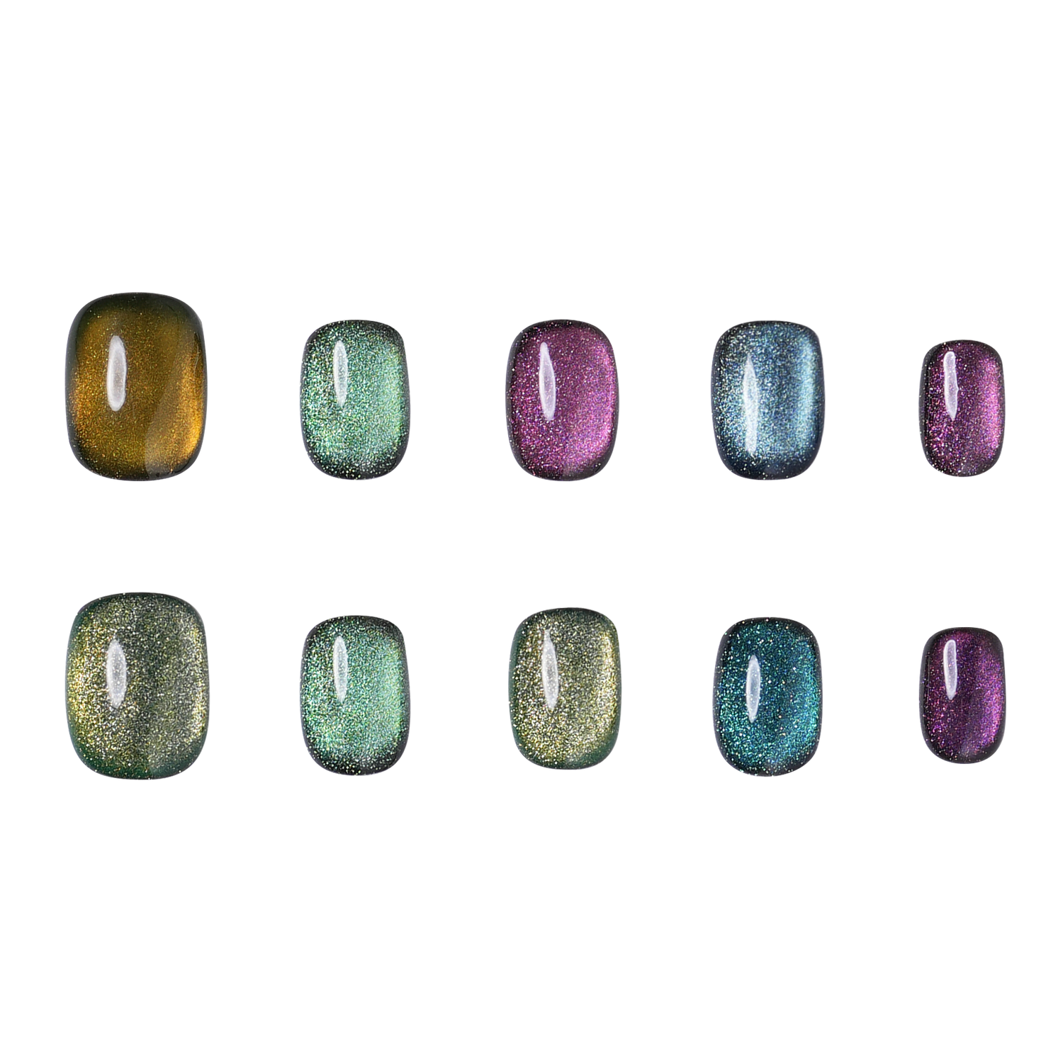 Metallic Rainbow - Short Round Press-On Nails