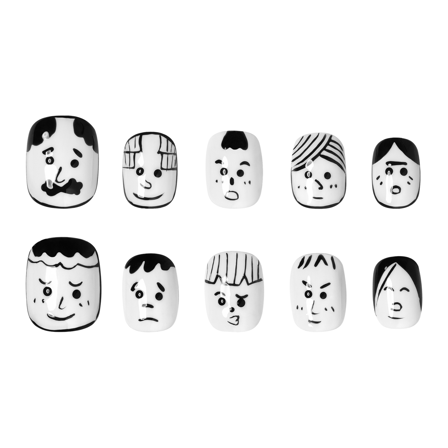Expressive Faces - Short Round Press-On Nails