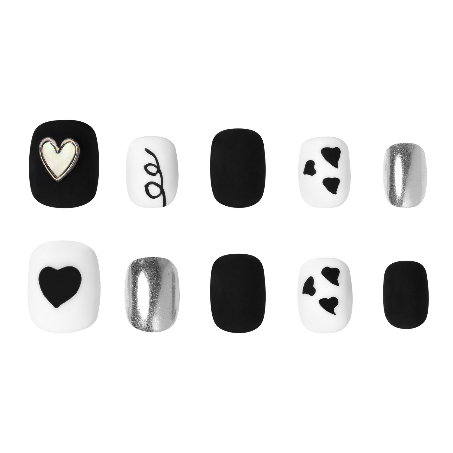 Monochrome Moods - Short Square Press-On Nails