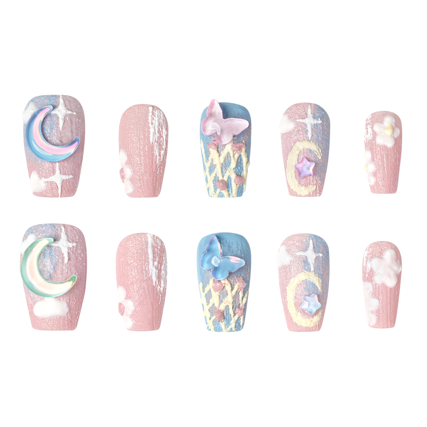 Celestial - Medium Coffin Press-On Nails