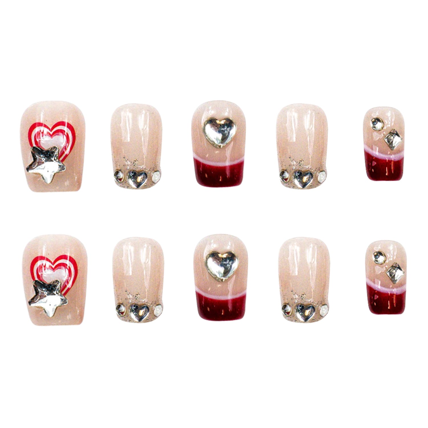 3H Luxury Handmade Press-on Nails - Ruby Bow Charm - 3H Nails
