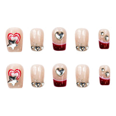 3H Luxury Handmade Press-on Nails - Ruby Bow Charm - 3H Nails
