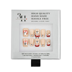3H Luxury Handmade Press-on Nails - Ruby Bow Charm - 3H Nails