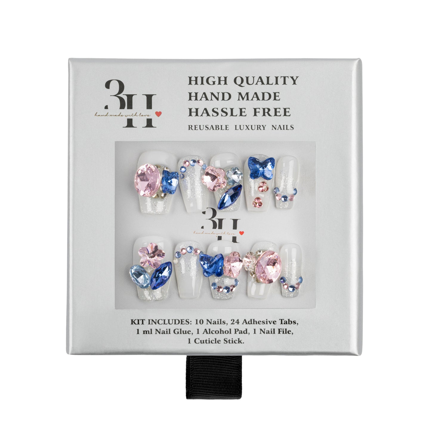 3H Luxury Handmade Press-on Nails - Crystal Blossom