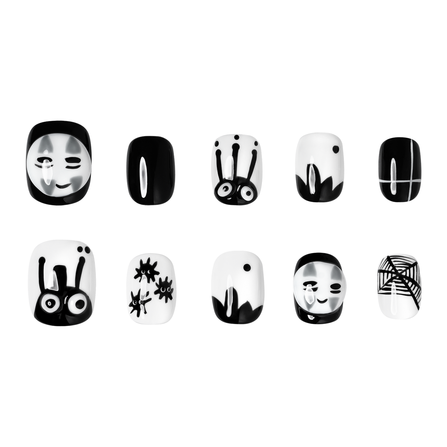 Monochrome Mischief - Short Square Press-On Nails