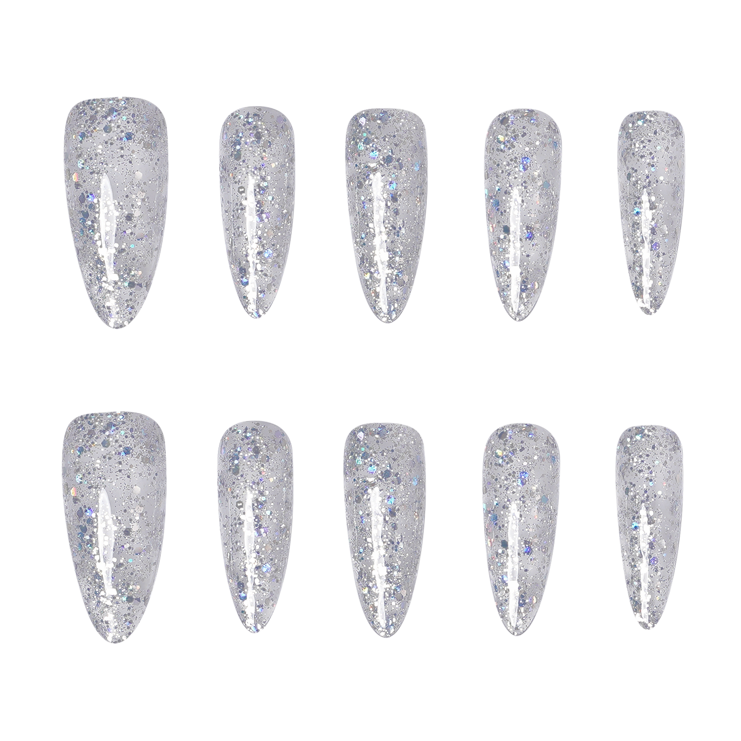 Galactic Frost - Medium Almond Press-On Nails