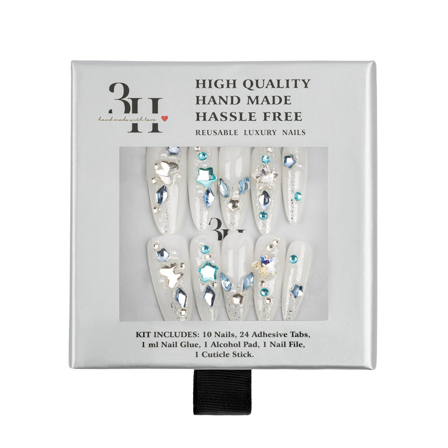 3H Luxury Handmade Press-on Nails - Midnight Spark - 3H Nails