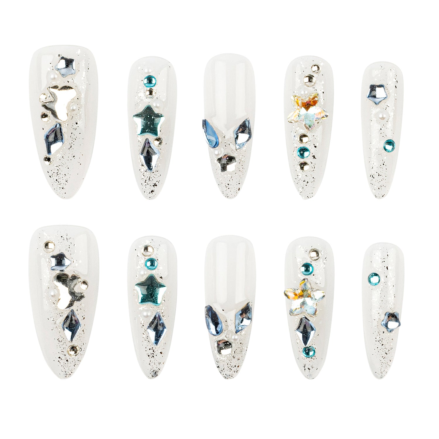 3H Luxury Handmade Press-on Nails - Midnight Spark - 3H Nails