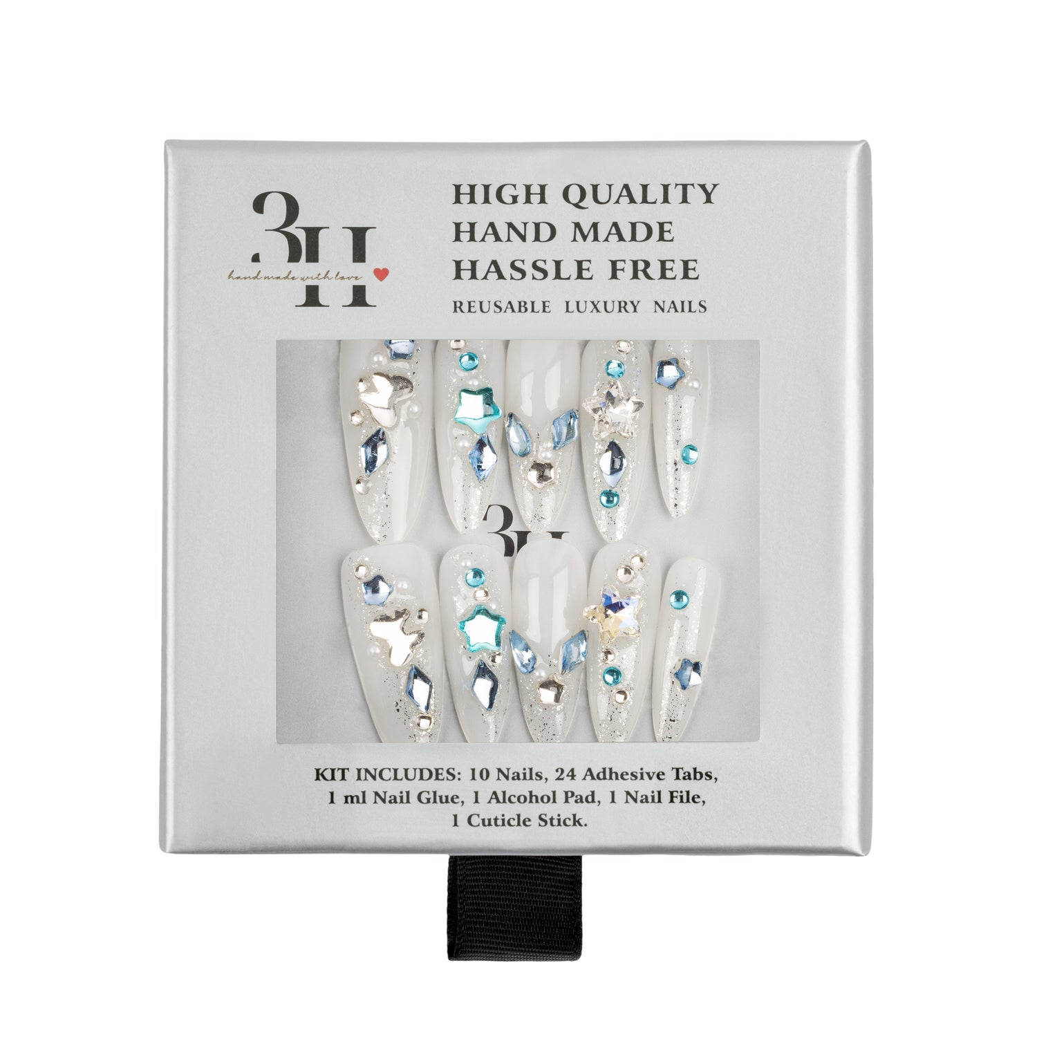 3H Luxury Handmade Press-on Nails - Midnight Spark - 3H Nails