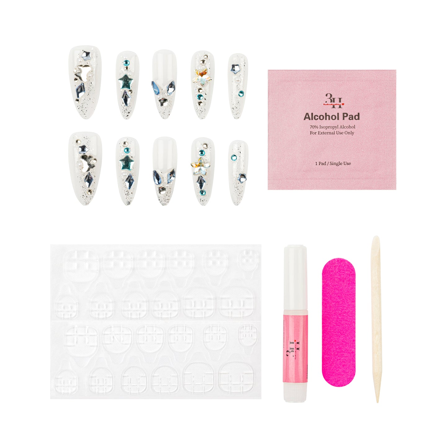 3H Luxury Handmade Press-on Nails - Midnight Spark