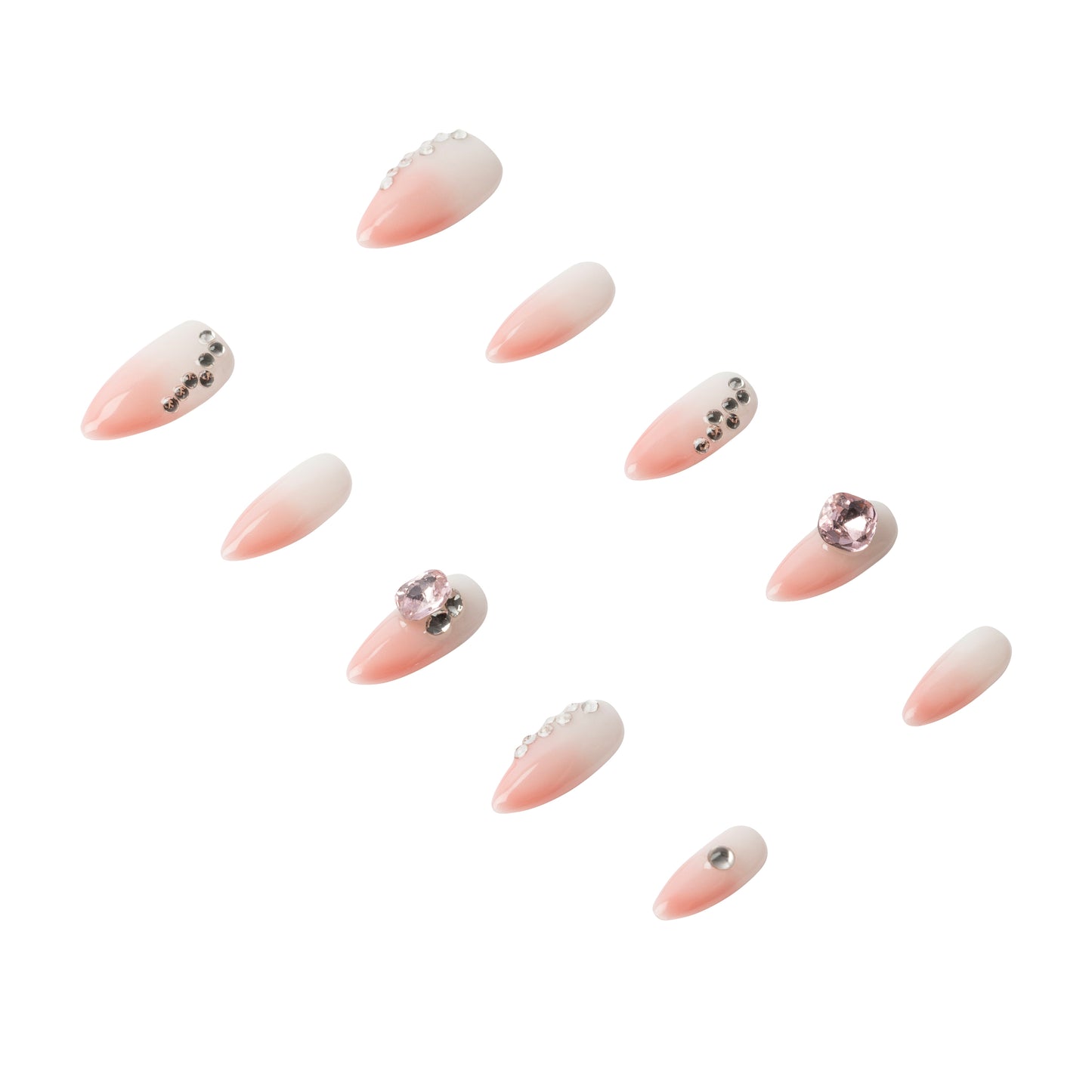 3H Luxury Handmade Press-on Nails - Blush Gem Elegance Nails