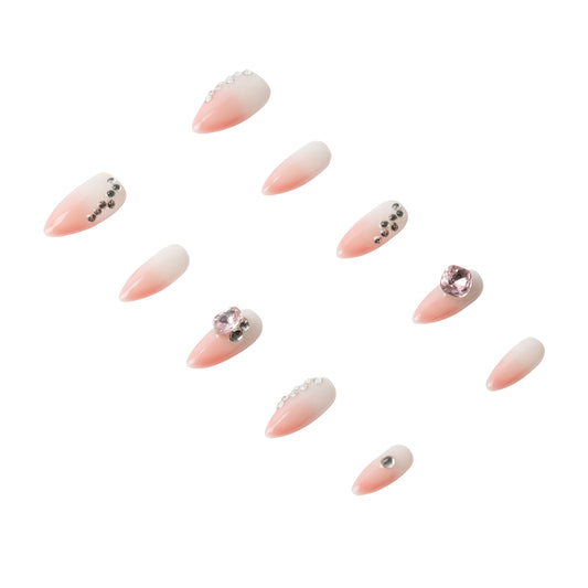 3H Luxury Handmade Press-on Nails - Blush Gem Elegance Nails