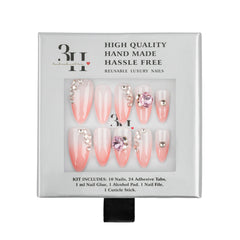 3H Luxury Handmade Press-on Nails - Blush Gem Elegance Nails - 3H Nails
