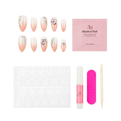 3H Luxury Handmade Press-on Nails - Blush Gem Elegance Nails
