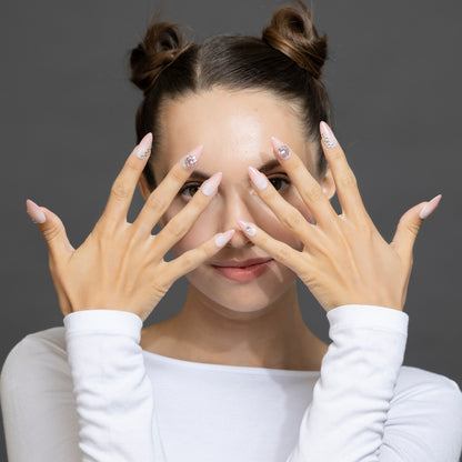 3H Luxury Handmade Press-on Nails - Blush Gem Elegance Nails