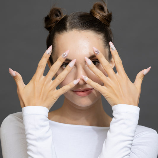 3H Luxury Handmade Press-on Nails - Blush Gem Elegance Nails