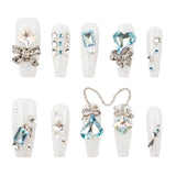 3H Luxury Handmade Press-on Nails - Crystal-Blue-Glam - 3H Nails