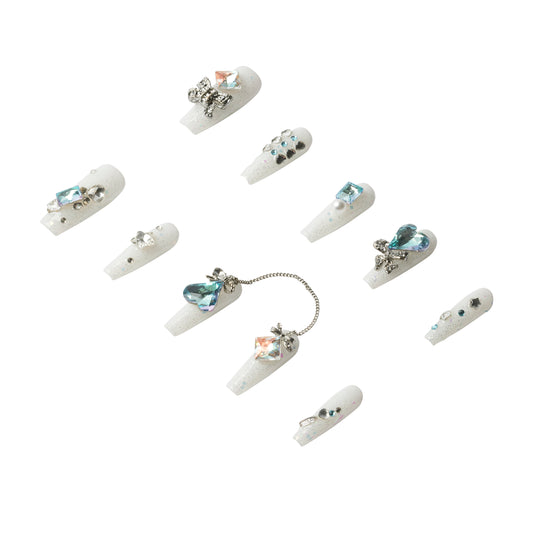 3H Luxury Handmade Press-on Nails - Crystal Blue Glam