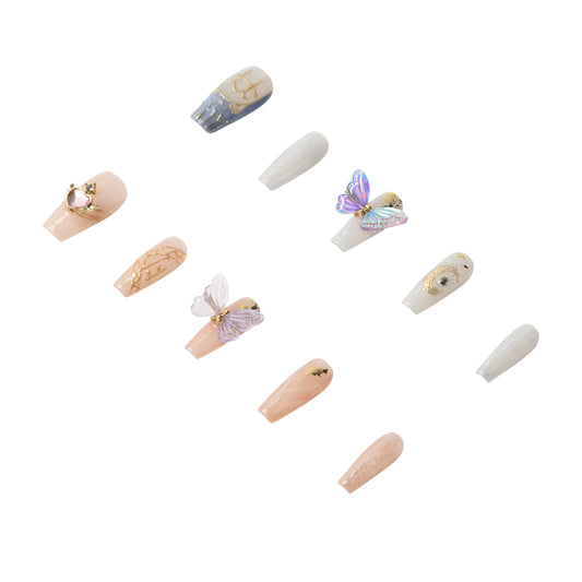 3H Luxury Handmade Press-on Nails - Butterfly Charm