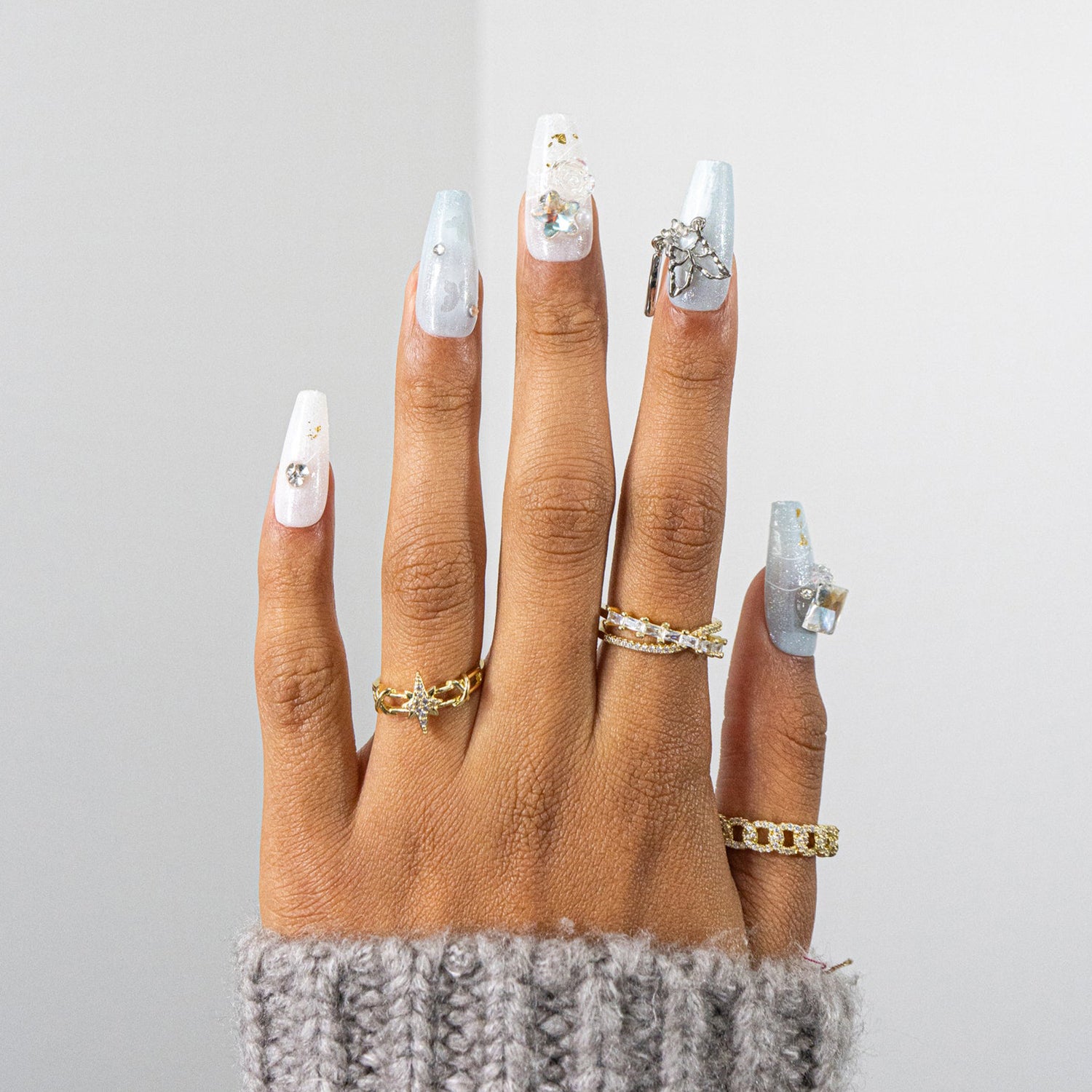 3H Luxury Handmade Press-on Nails - Crystal-Butterfly - 3H Nails