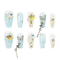 3H Luxury Handmade Press-on Nails - Crystal-Butterfly - 3H Nails