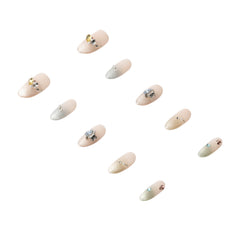 Handmade 3H Nails luxury press-on nails in a natural design, showcasing the stylish, glossy nail tips for a chic look.