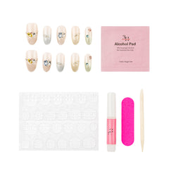 Handmade press-on nails by 3H Nails with a stylish design, showcasing a sleek, glossy finish on a natural nail base.