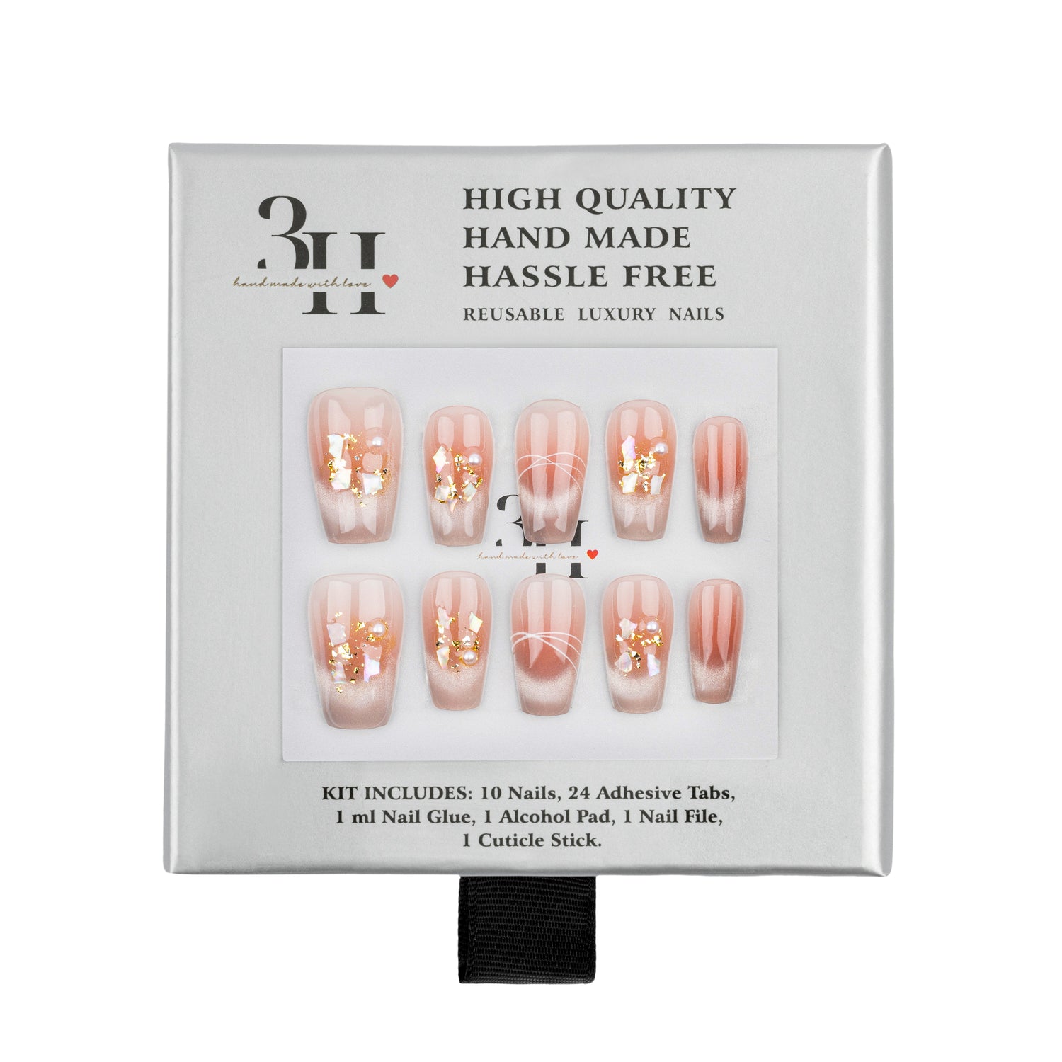 3H Luxury Handmade Press-on Nails - Rosy Glow - 3H Nails