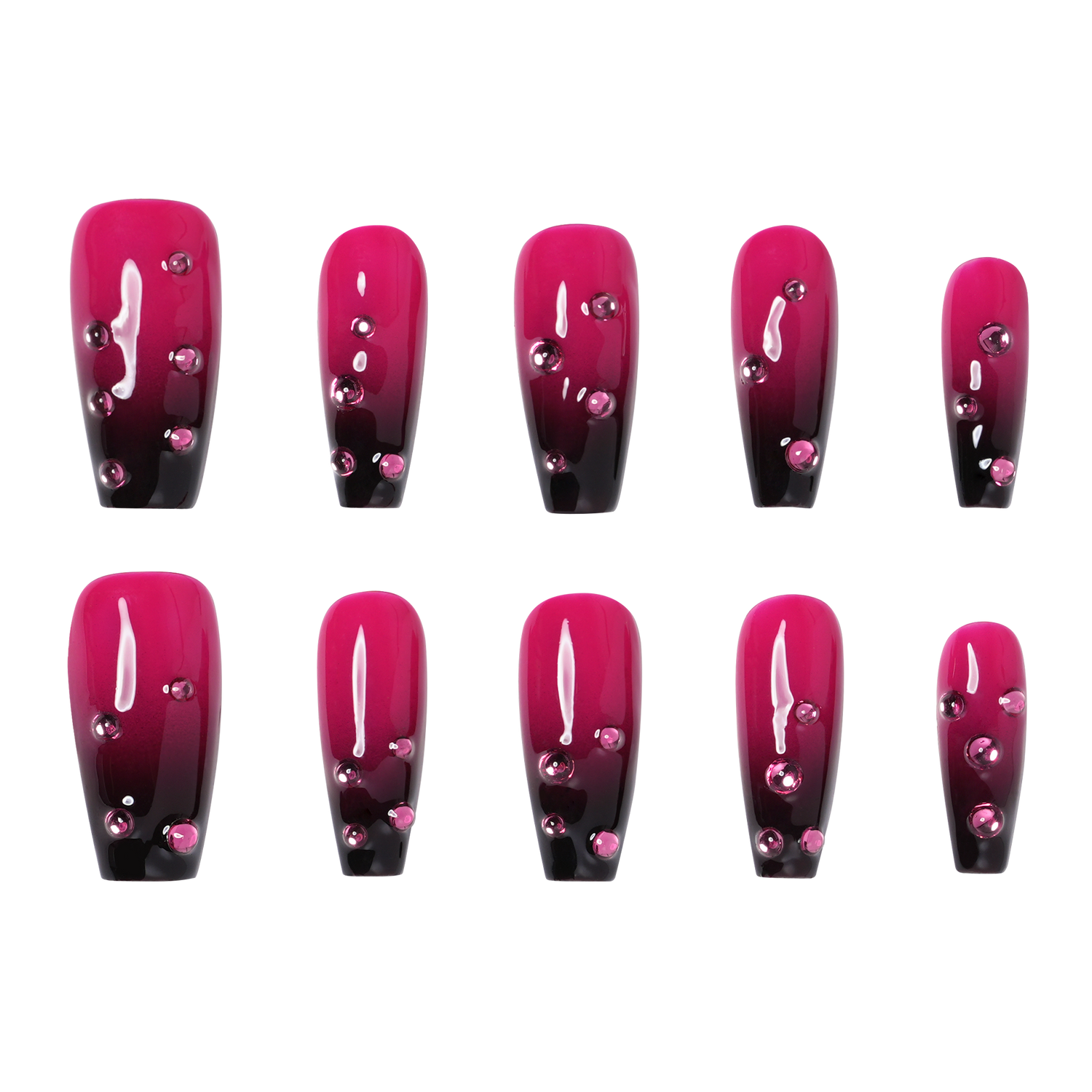 Long velvet coffin press-on nails by 3H Nails, featuring a deep vamp purple color and sleek coffin shape.
