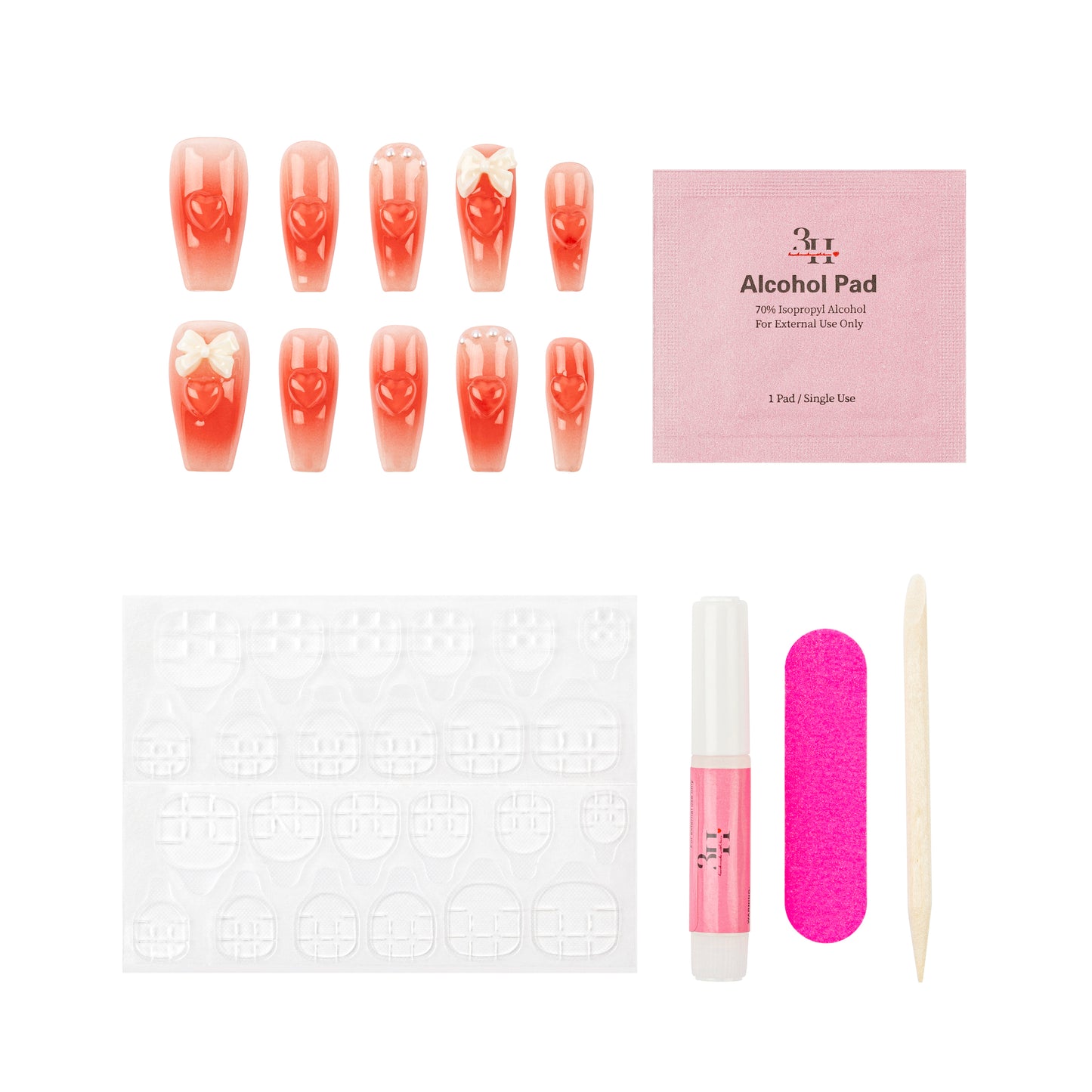 3H Luxury Handmade Press-on Nails - Rouge Bowtique Nails