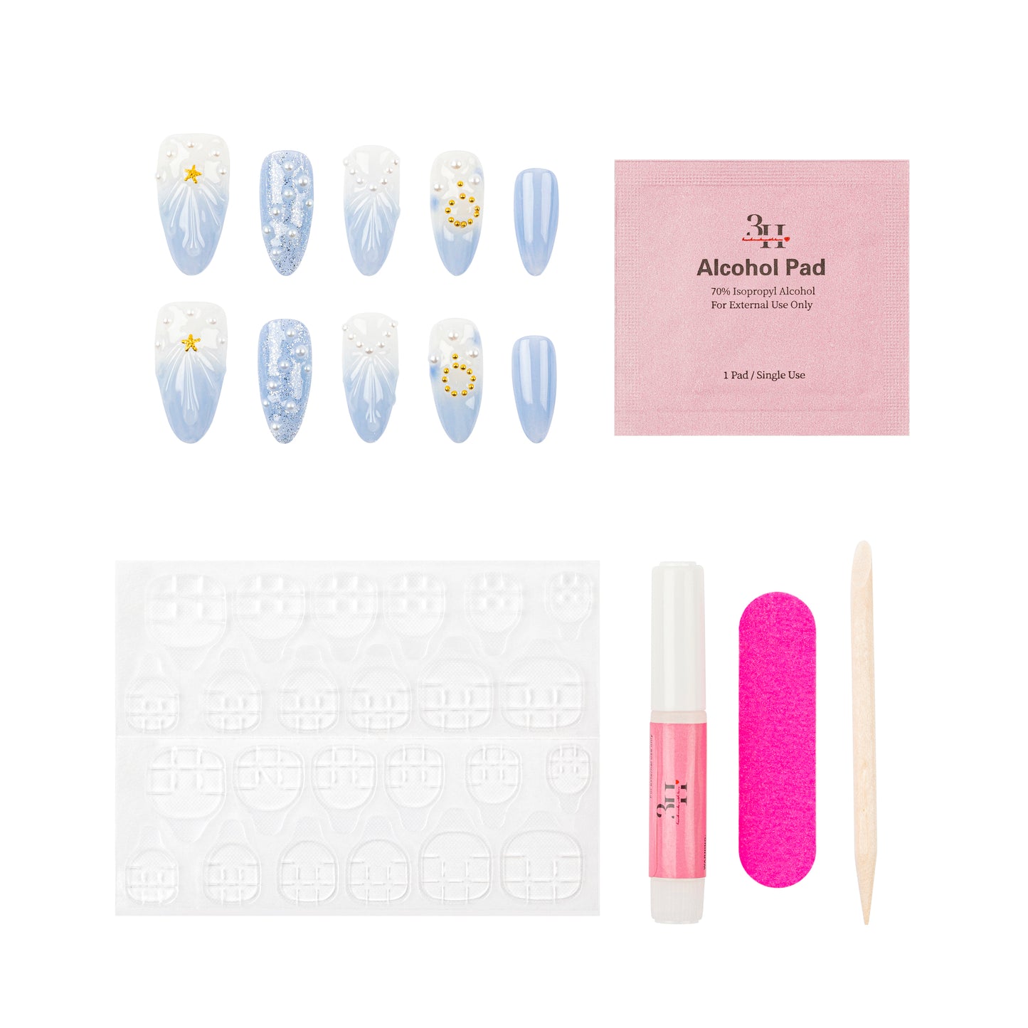 3H Luxury Handmade Press-on Nails - Starry Sapphire