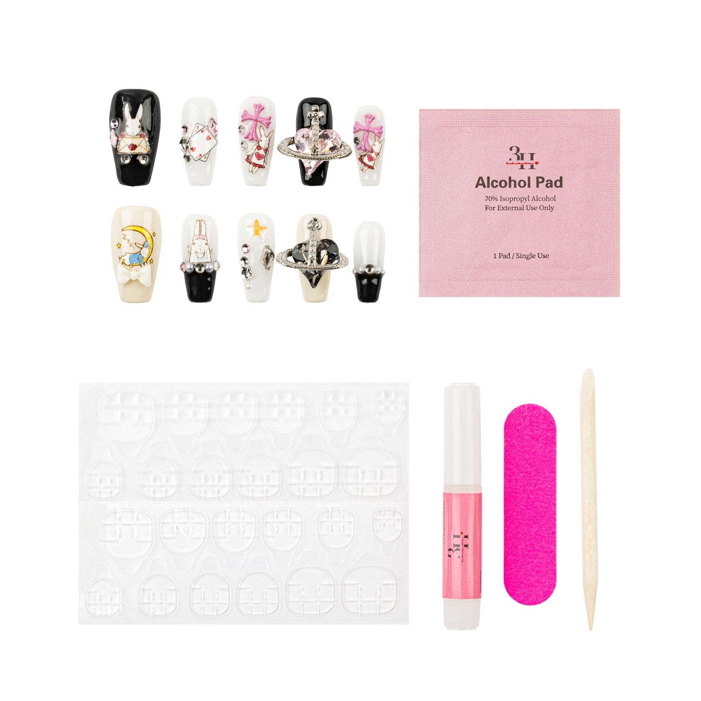 3H Luxury Handmade Press-on Nails - Whimsical Charm