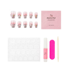 3H Luxury Handmade Press-on Nails - Pink Flower Sparkle - 3H Nails