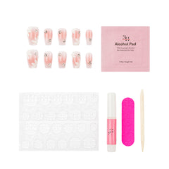 Handmade 3H Nails luxury press-on nails in design 1308, showcasing a stylish, natural-looking nail set on a white background.