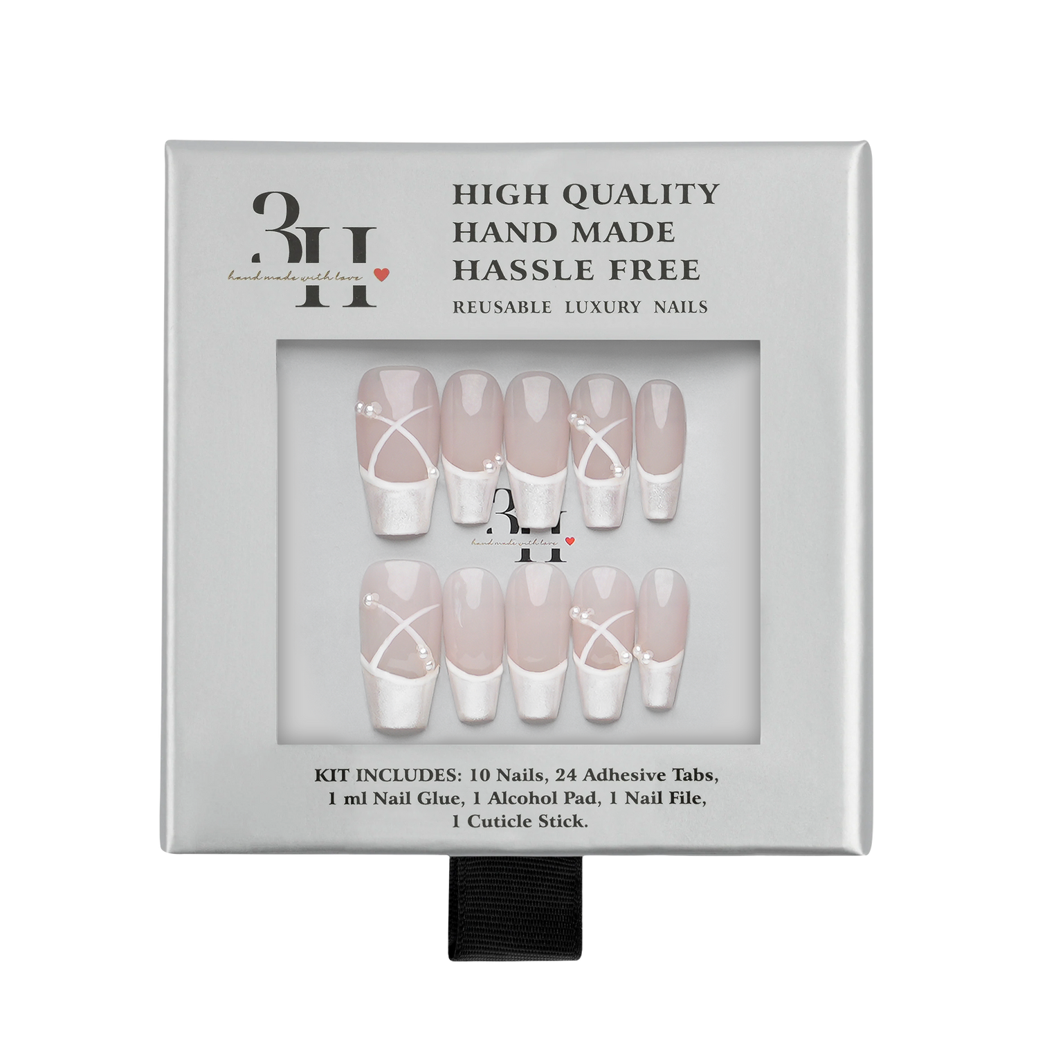 Elegant Lace - Medium Coffin Press-On Nails