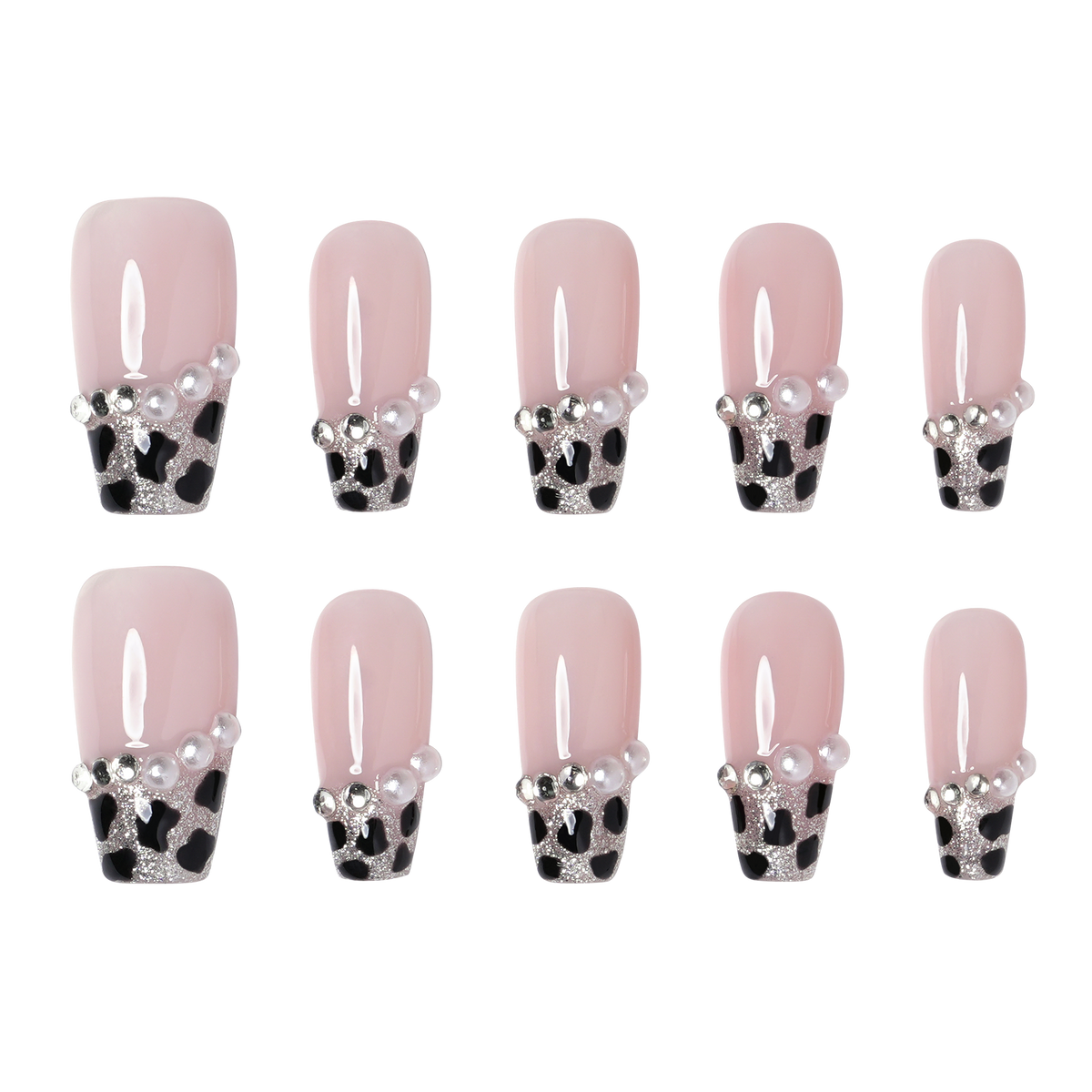 Leopard Luxe medium coffin press-on nails from 3H Nails with a bold leopard print design.