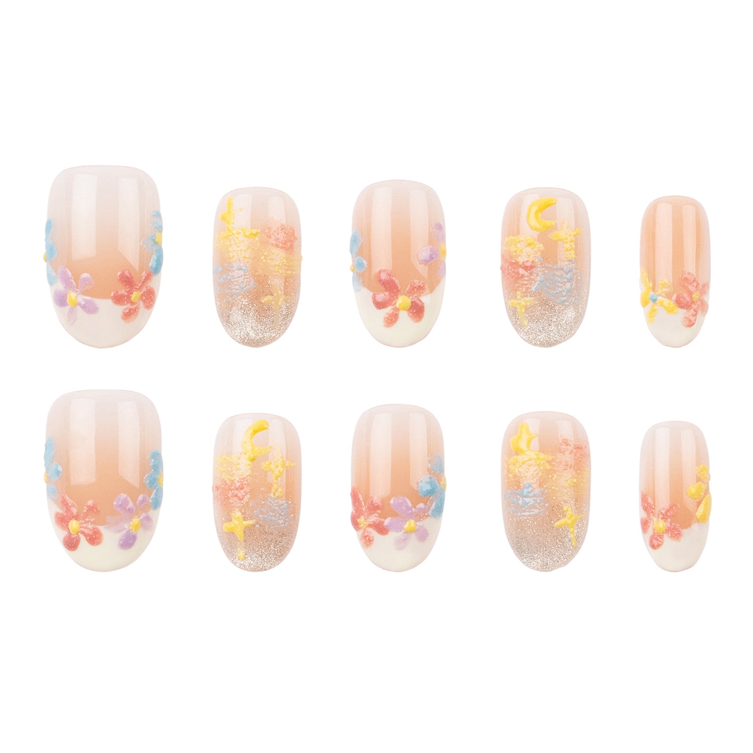 3H Luxury Handmade Press-on Nails - Pastel Petals - 3H Nails
