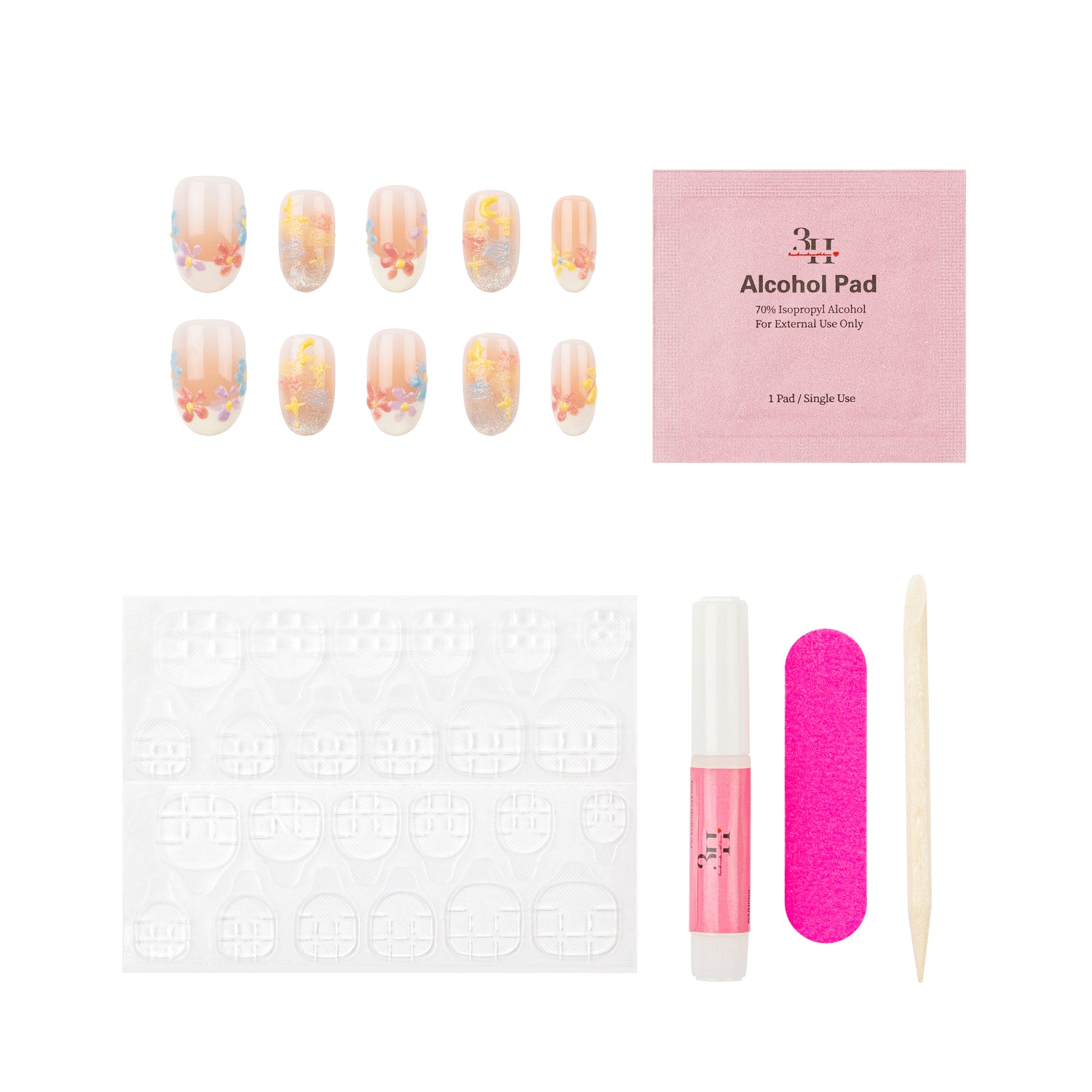 3H Luxury Handmade Press-on Nails - Pastel Petals - 3H Nails