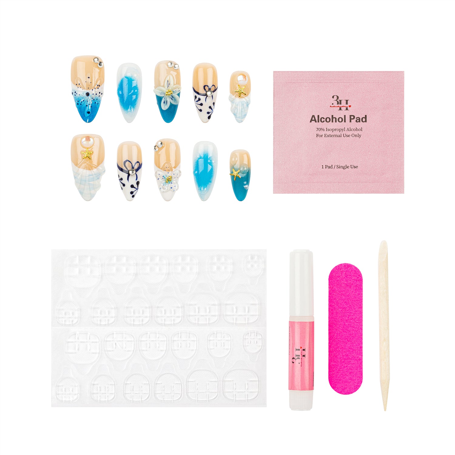 3H Luxury Handmade Press-on Nails - Mermaid Summer - 3H Nails