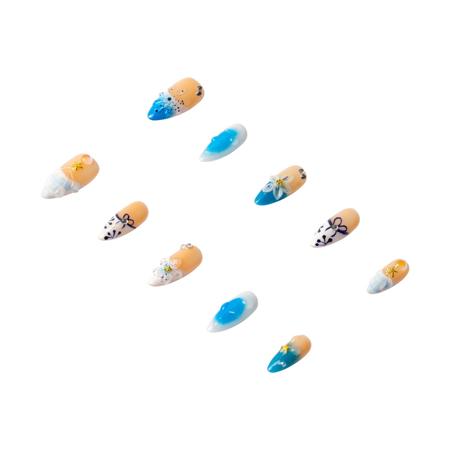 3H Luxury Handmade Press-on Nails - Mermaid Summer