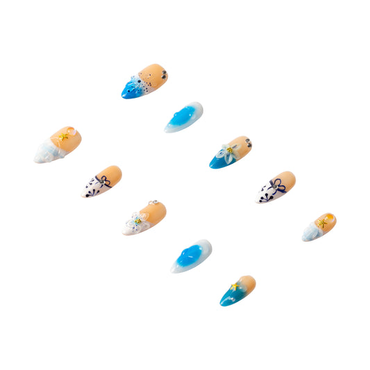 3H Luxury Handmade Press-on Nails - Mermaid Summer