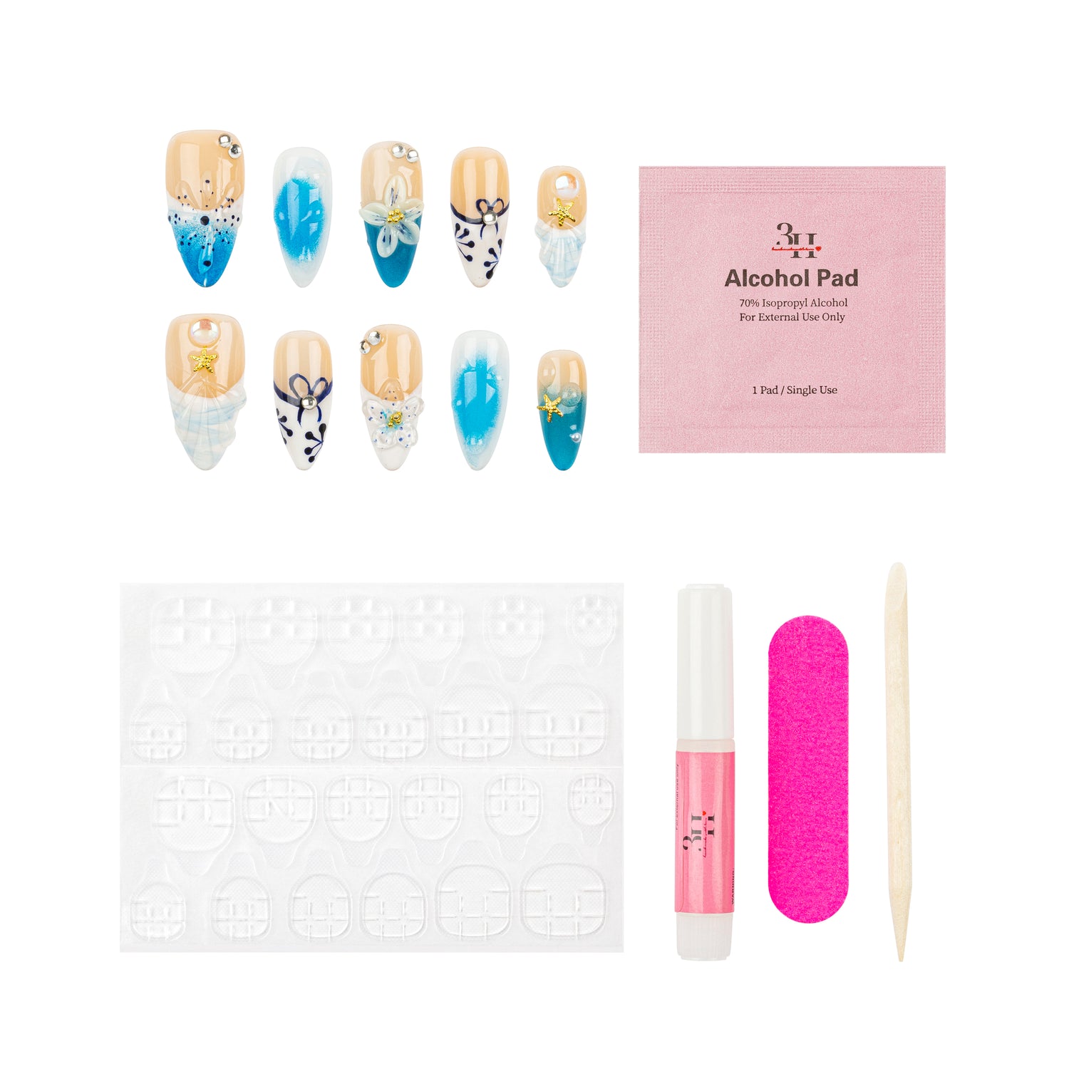 3H Luxury Handmade Press-on Nails - Mermaid Summer - 3H Nails